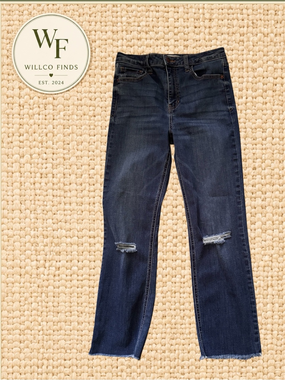 Harper Heritage Francesca’s Size 27 Distressed Dark Wash Jeans Raw Hem